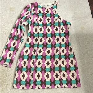 Zara  Dress with Pink, Green, and Cream Geometric Design